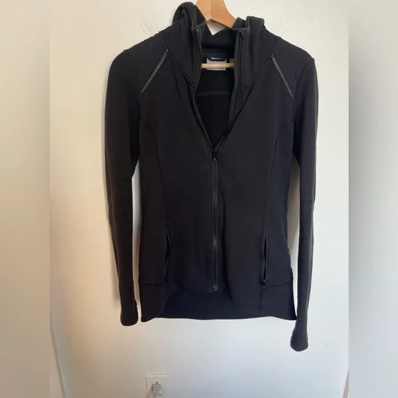 Athleta Stronger Hoodie Zip Up Sweatshirt Black - Picture 3 of 9